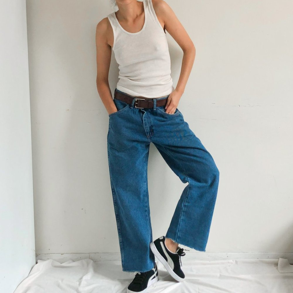 classic carpenter jeans/ boyfriend baggy denim